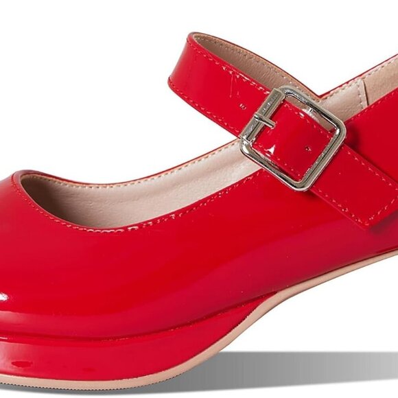 Women's Leather Mary Jane Pumps Chunky Low Heel Ankle Buckle Round Toe - Picture 2 of 7